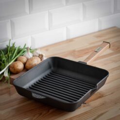 Grillpfanne Gusseisen Induktion Holzgriff