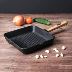 Grillpfanne Gusseisen Induktion Holzgriff