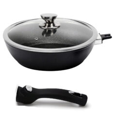 Wok 30 cm mit Glasdeckel Wokpfanne