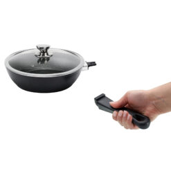 Wok 30 cm mit Glasdeckel Wokpfanne