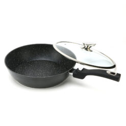 Wok 30 cm mit Glasdeckel Wokpfanne