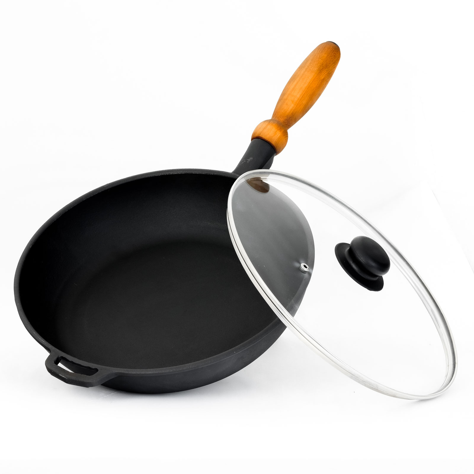 Bratpfanne aus Gusseisen mit Glasdeckel