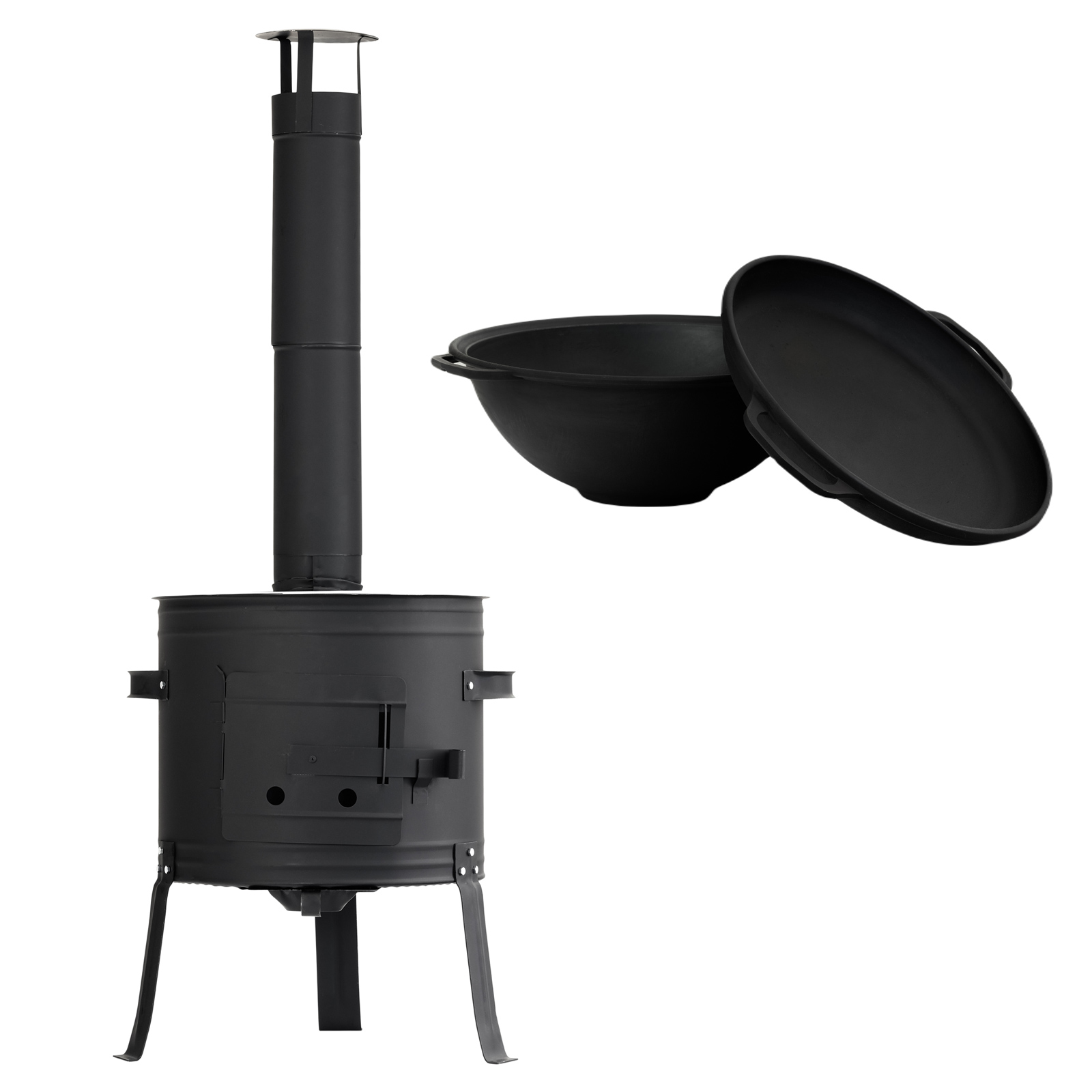 Utschak Uchak Campingofen Feuerofen Kasan Kazan Deckel-Bratpfanne